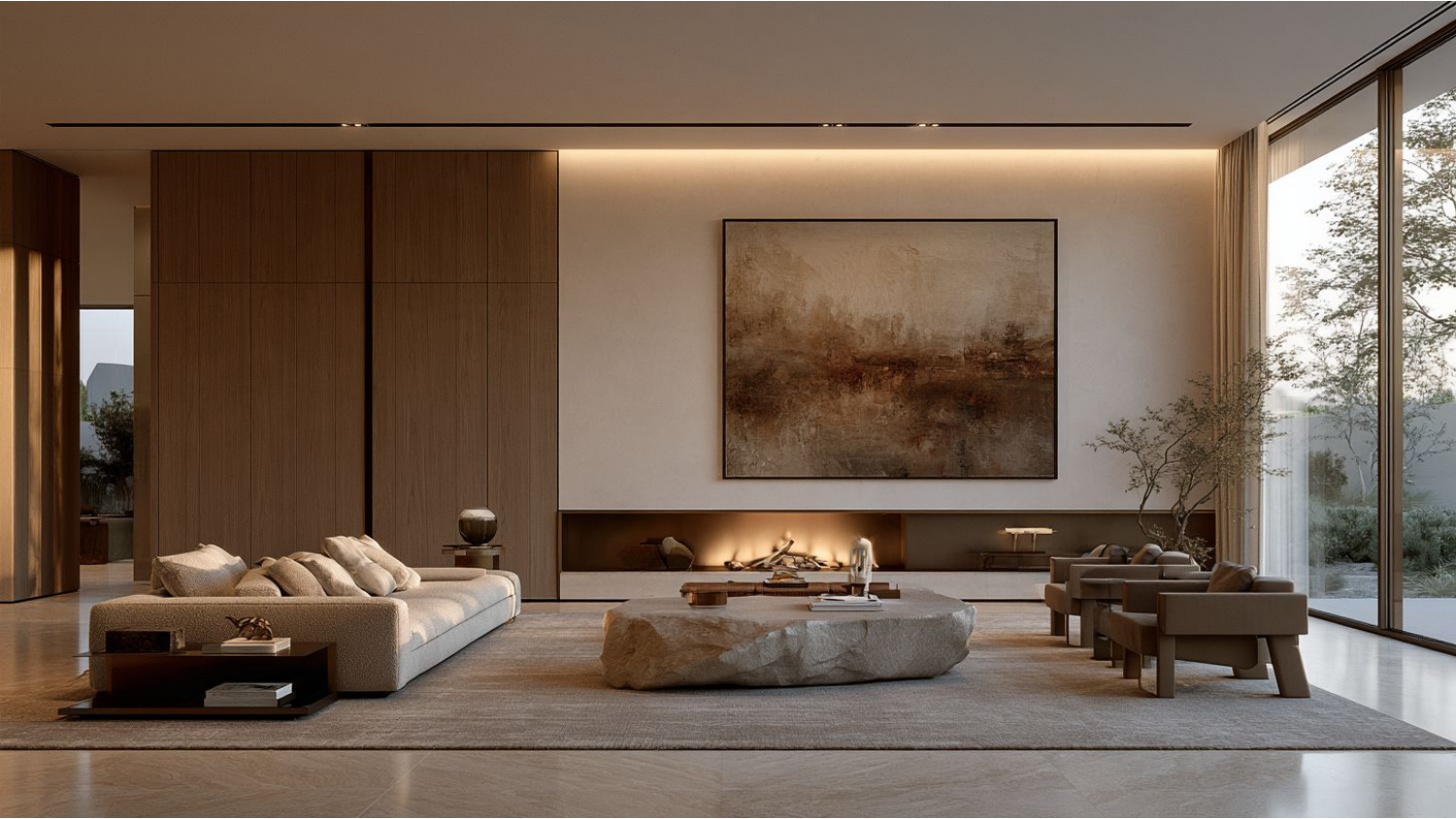 Luxury contemporary living room design by DXB Interiors